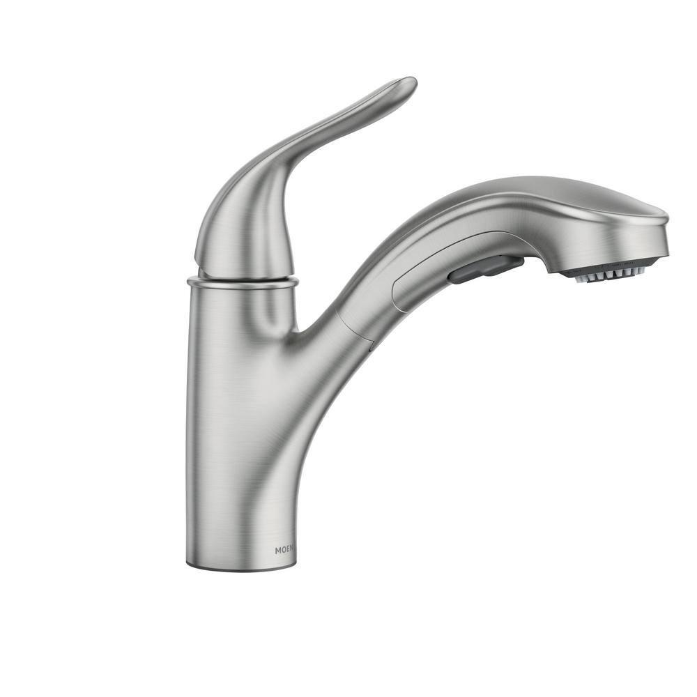 MOEN Brecklyn Single-Handle Pull-Out Sprayer Kitchen Faucet with Power Clean in Spot Resist Stainless