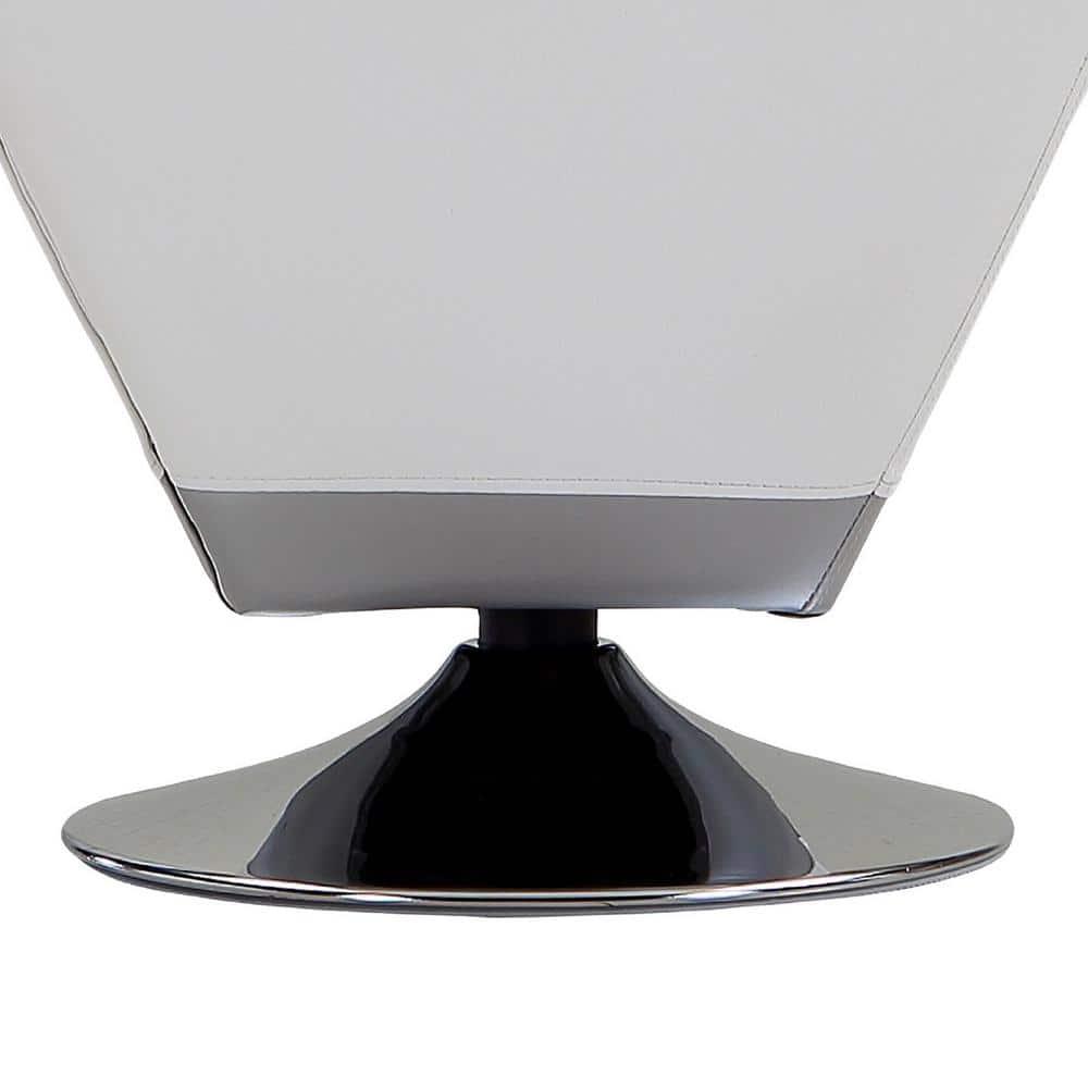Diamond Swivel Ottoman White - Manhattan Comfort: Chrome Base, Faux Leather, No Assembly Required
