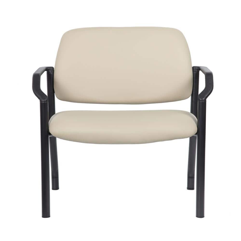 Boss Office Products Big and Tall Vinyl 500 lb. Weight Capacity Guest Armchair, Beige