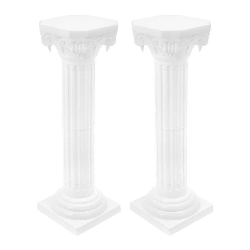 2Pcs European Style Roman Columns Wedding Column Stand Roman Pillar Plastic Greek Column Statue Plant Stand Wedding Event Party Decorative Column Pedestal Flower Pot Holder Decor (10.63x34.65 Inch)