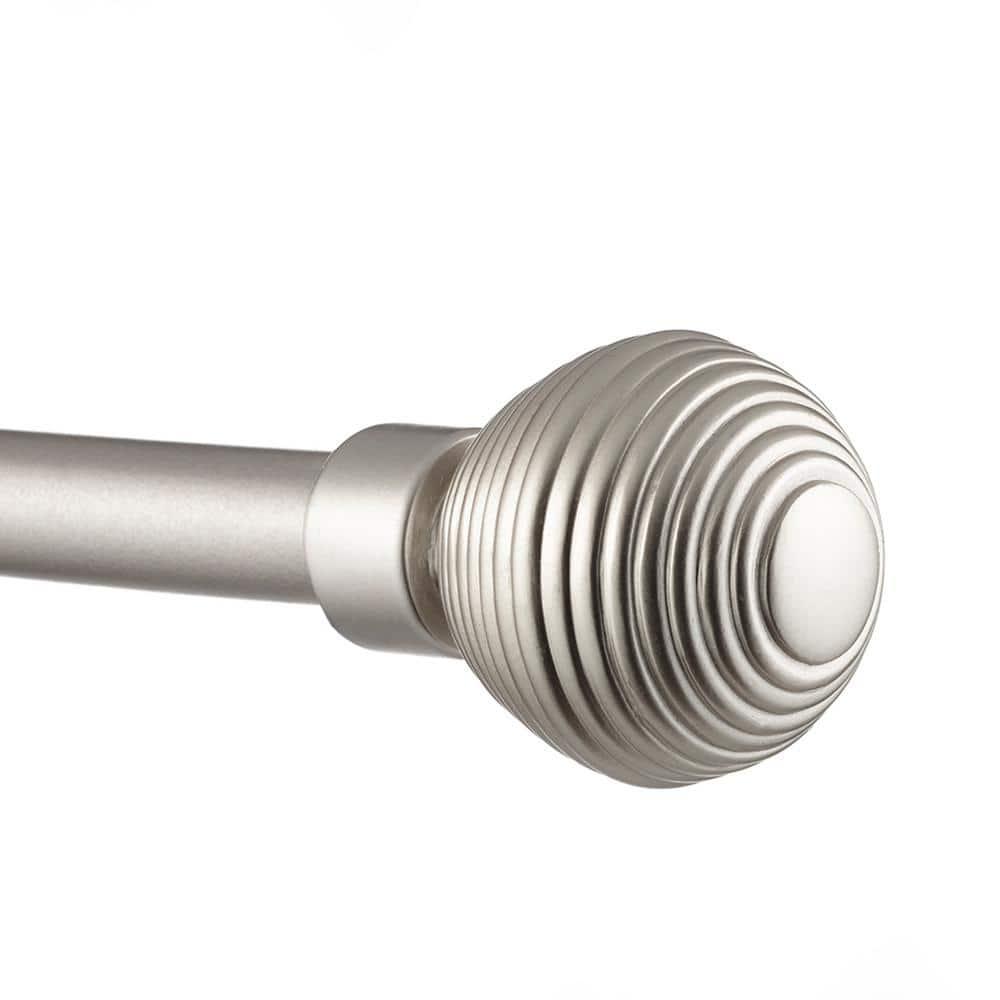 EXCLUSIVE HOME Modern Layer 1" Curtain Rod and Coordinating Finial Set, Matte Silver, Adjustable 36"-72"