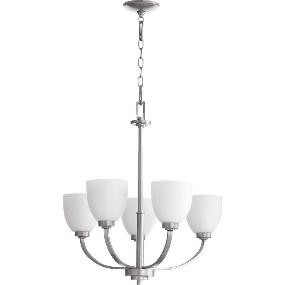 Quorum Lighting Reyes 5-Light Chandelier, Classic Nickel, 26 Width, 24.25 Height