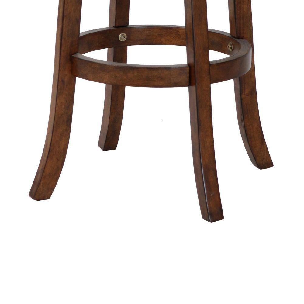 Curved Swivel Barstool with Fabric Padded Seating Brown and Beige - Saltoro Sherpi