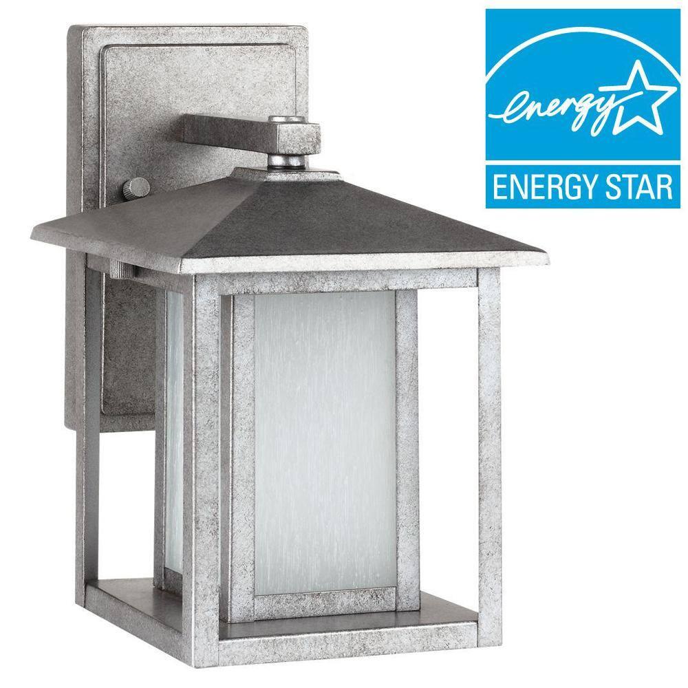 Hunnington 1-Light Weathered Pewter Outdoor 11 in. Wall Lantern Sconce