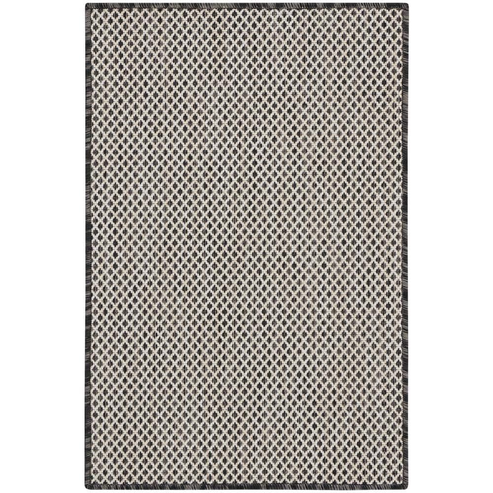 Nourison Courtyard COU01 Indoor/outdoor Area Rug - Ivory Charcoal 2' x 3'