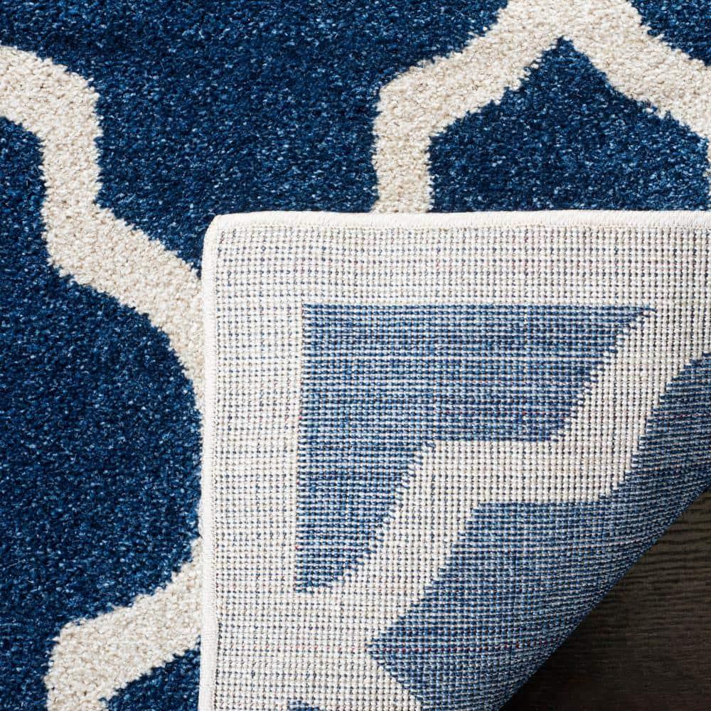 Amherst AMT420 Power Loomed Indoor Runner Rug - Navy/Beige - 2'3"x11' - Safavieh