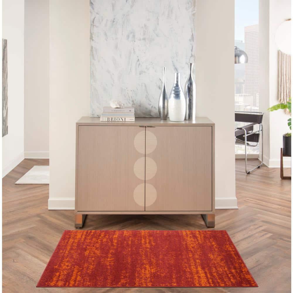 Nourison Essentials 3' x 5' Red Modern Indoor/Outdoor Rug