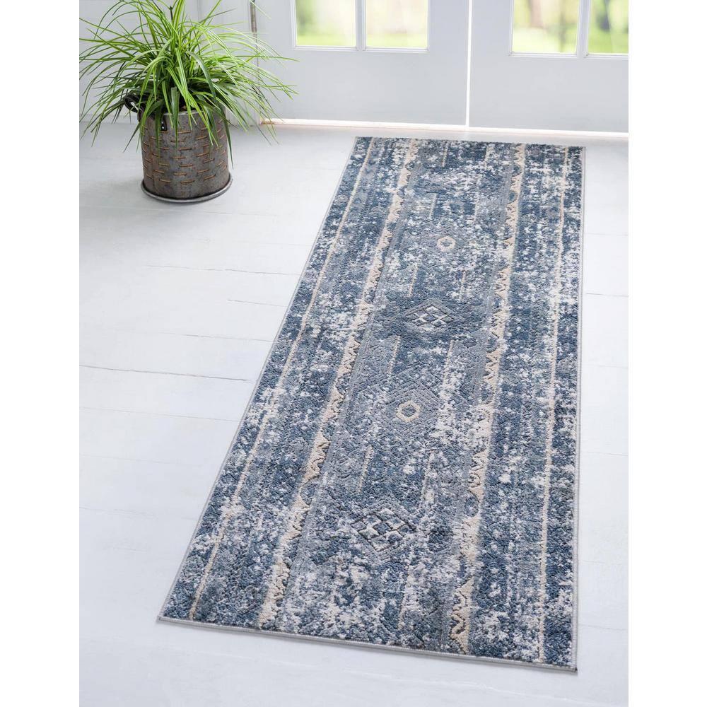 Unique Loom Portland Collection Area Rug - Depoe (2' x 6' 1" Runner Blue/Beige)