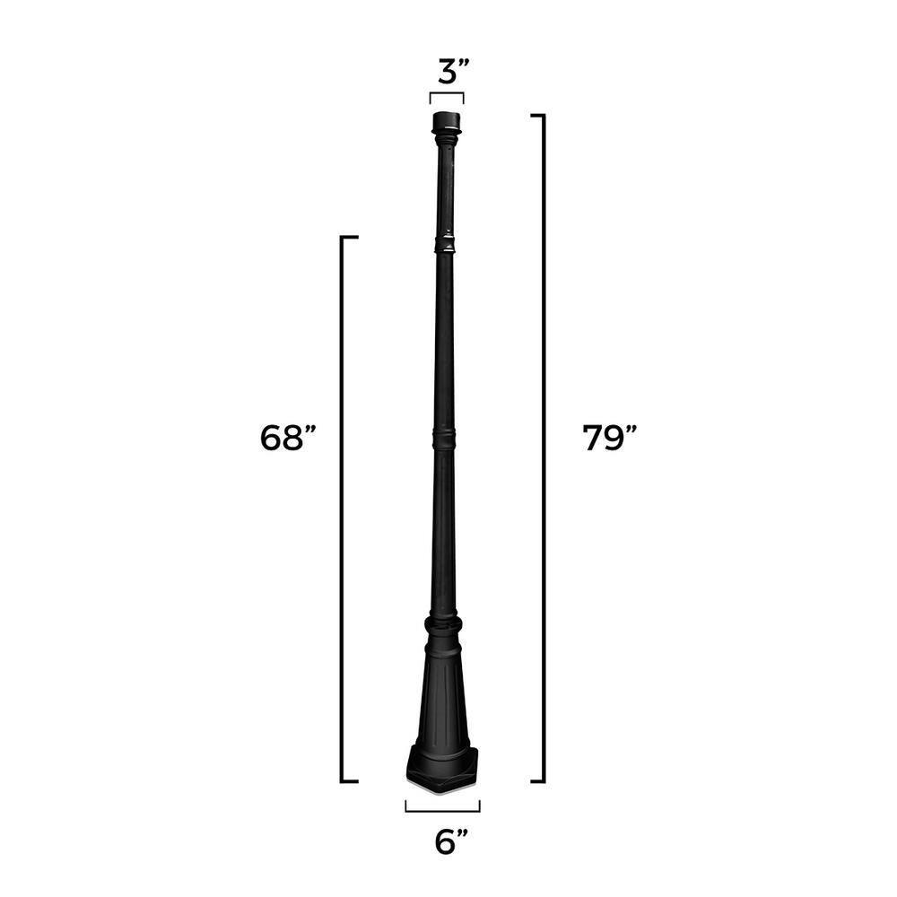 Gama Sonic 6.5-Foot Black Decorative Post with 3-Inch Fitter