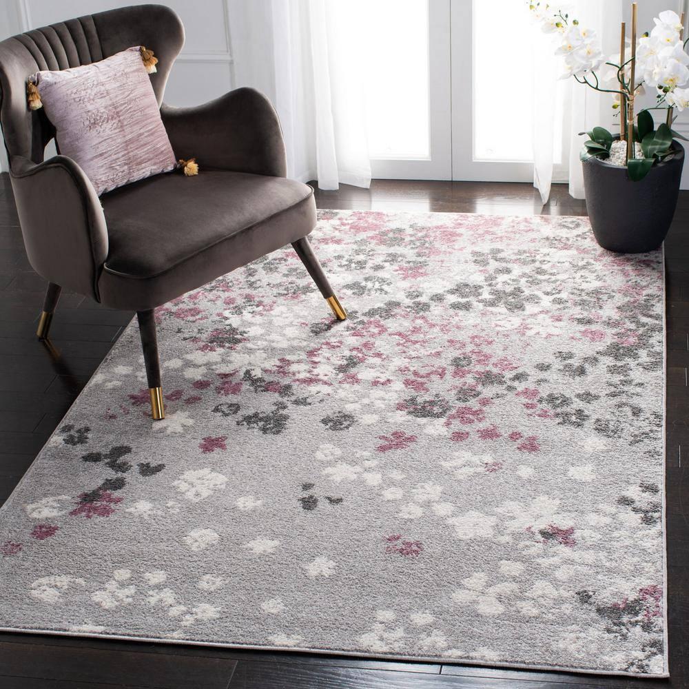 Adirondack ADR115 Machine Made Indoor Area Rug - Light Grey/Purple - 4'x6' - Safavieh