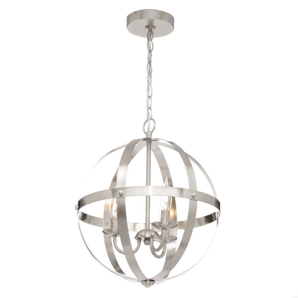 Stella Mira Three Light Pendant, Brushed Nickel