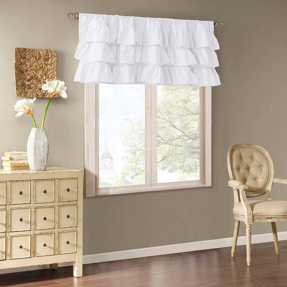 Madison Park Anna Cotton Oversized Ruffle 50" Window Valance