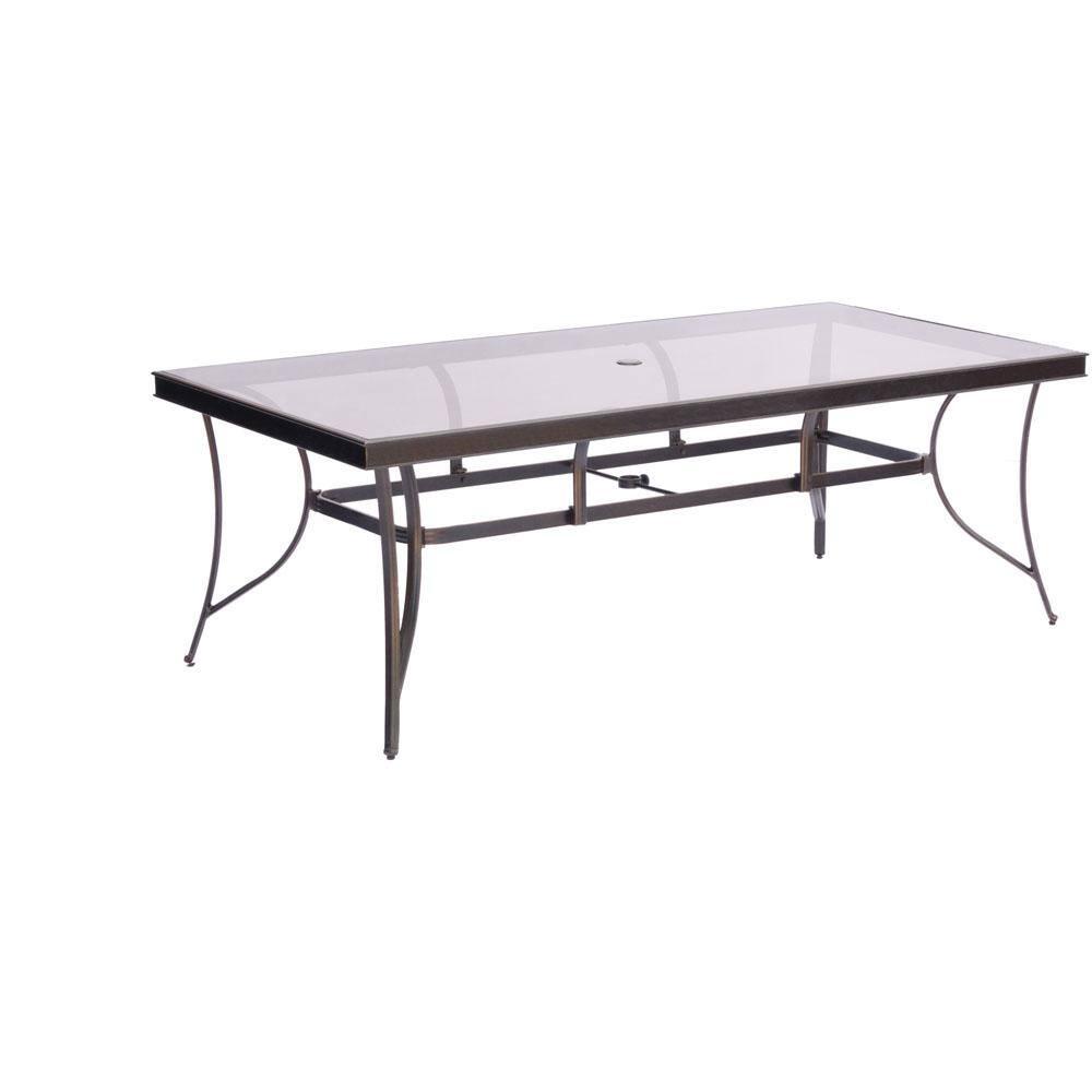 Hanover Traditions 7-Piece Dining Set in Blue with Extra Large Glass-Top Dining Table