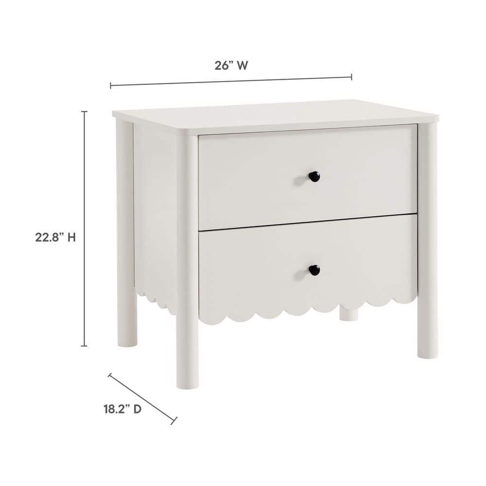 Modway Emmeline Scalloped 2-Drawer Nightstand
