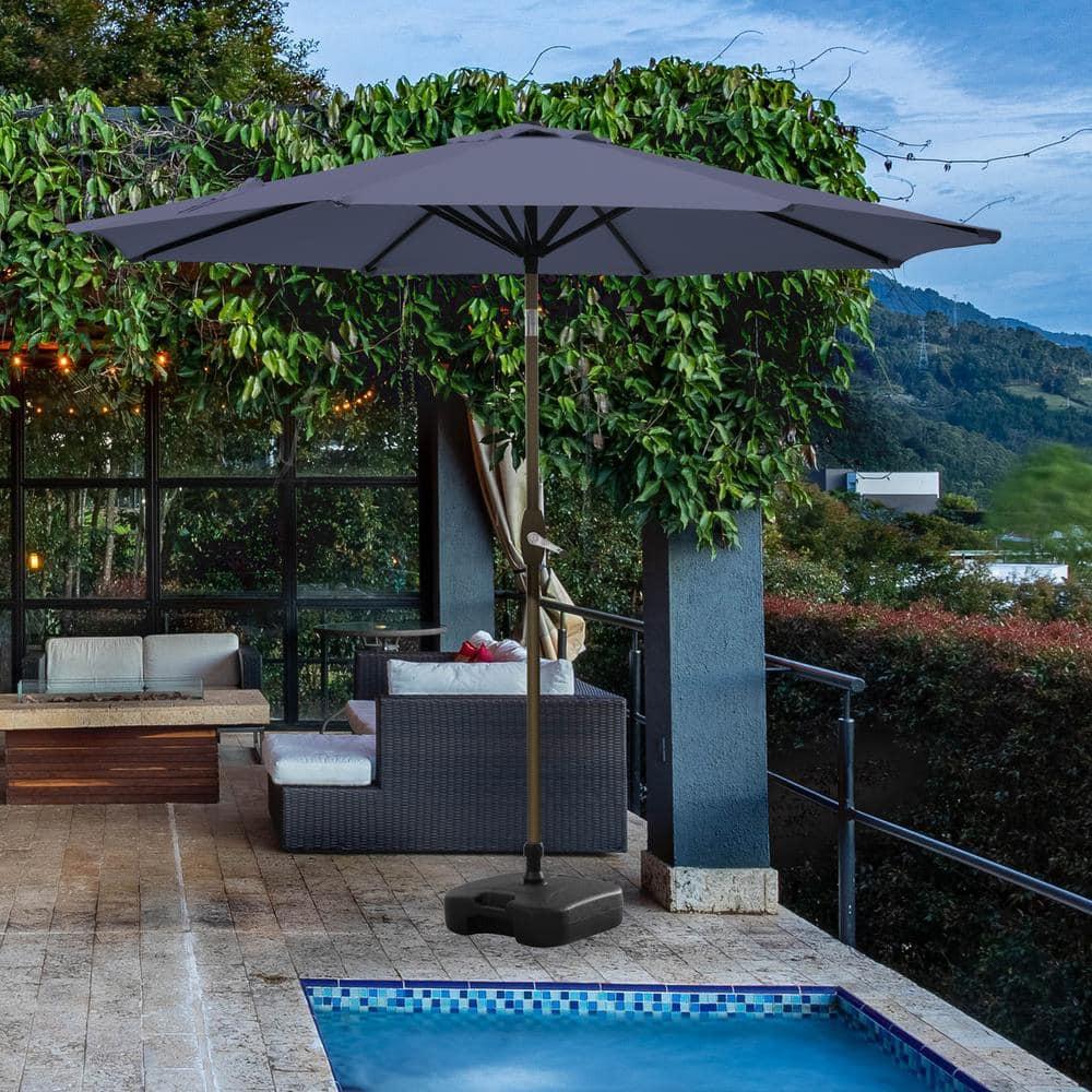 Polytrends Amada 9 ft. Patio Umbrella with Fillable Base Navy Blue