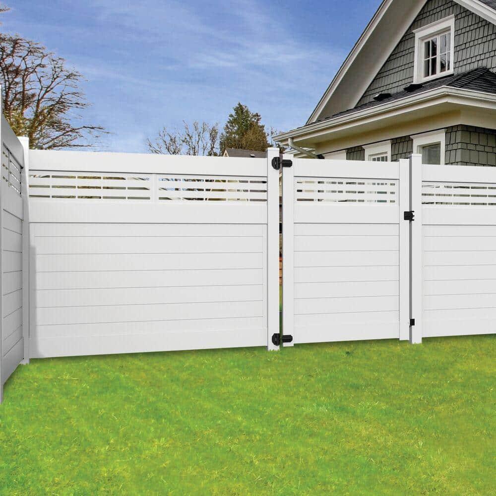 Barrette Outdoor Living Horizontal Fence Boardwalk White Vinyl Panel Kit