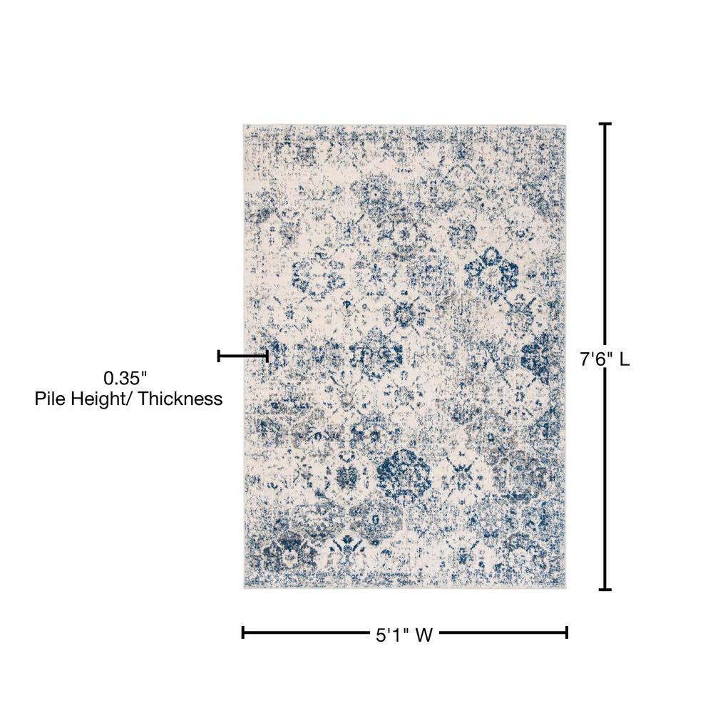 Madison MAD611 Power Loomed Indoor Area Rug - White/Royal Blue - 5'3"x7'6" - Safavieh