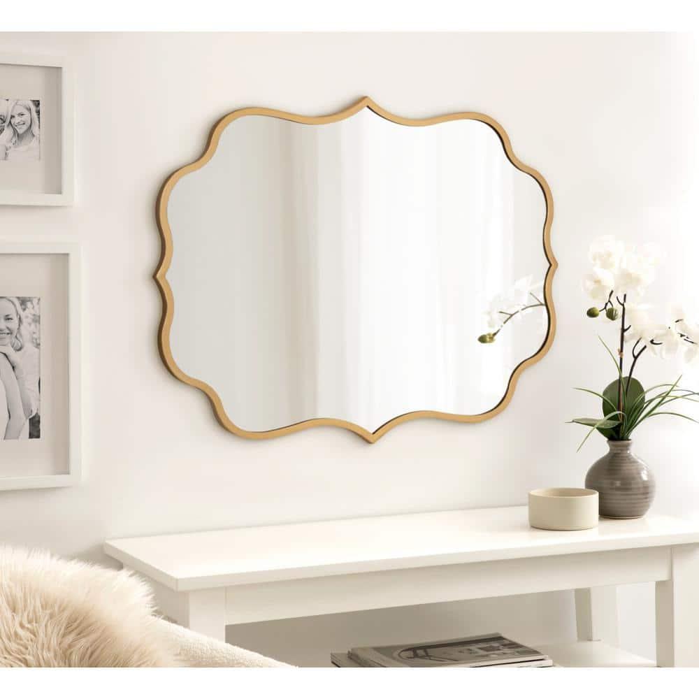 24" x 30" Higby Framed Wall Mirror Gold - Kate & Laurel All Things Decor: Scalloped, Decorative, Modern Style