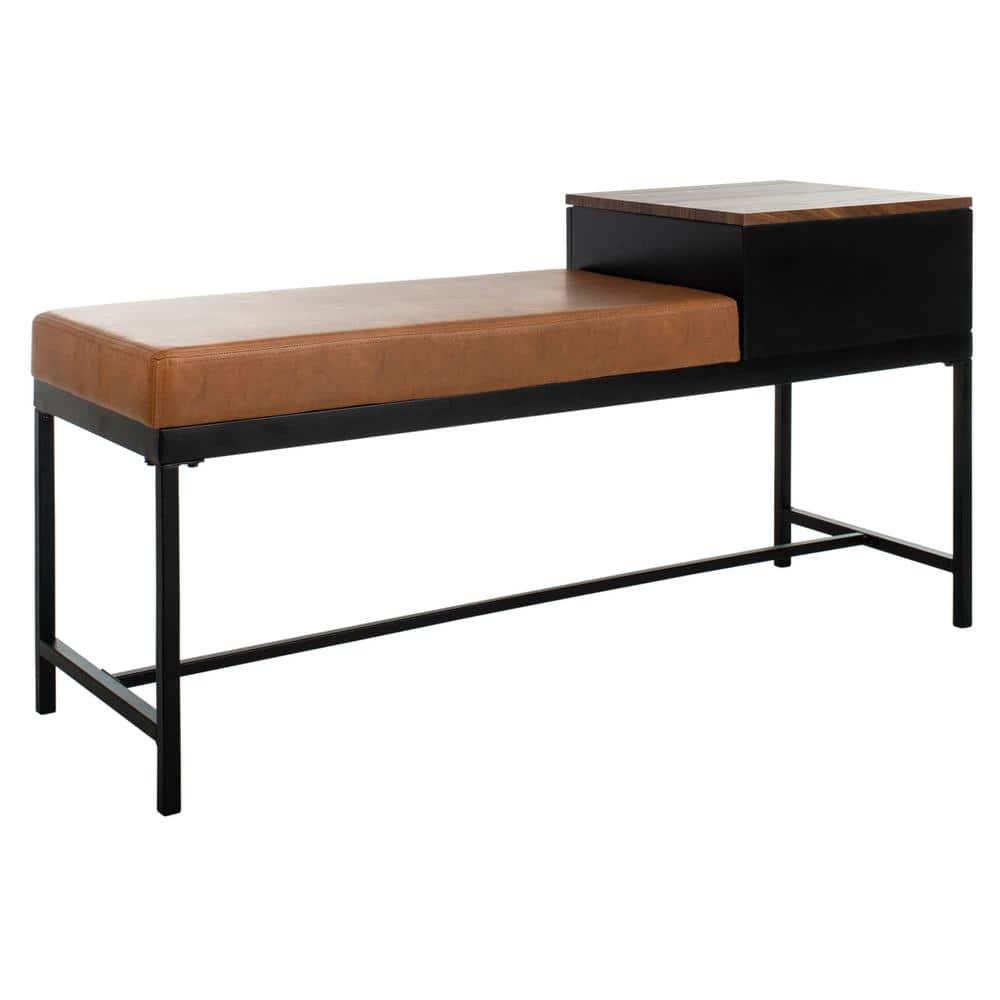 Maruka Bench with Storage - Brown/Brown - Safavieh