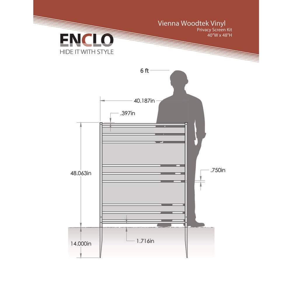 Enclo 48in H x 40in W (2 Panels) No Dig Enclo Vienna Charcoal Color Woodtek Privacy Screen, Outdoor Vinyl Privacy Fence Panel, Privacy Wall for Trash Cans & Air Conditioner Fence, Patio Privacy Screen, EC18018