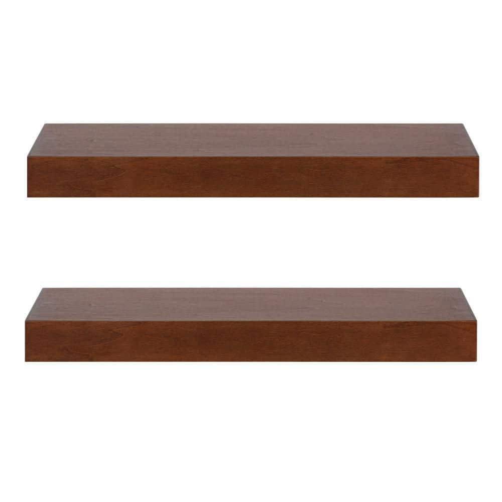 2pc 24" Havlock Wood Shelf Set Walnut Brown - Kate & Laurel All Things Decor: Easy Install, Storage Display