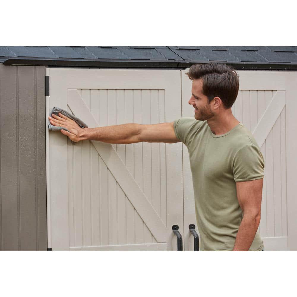 Rubbermaid Extra Large Resin Outdoor Storage Shed With Floor (7 x 10.5 Ft.) Weather Resistant Brown Organization for Home/Lawn Mower/Backyard Equipment/Bike Storage/Pool Supplies