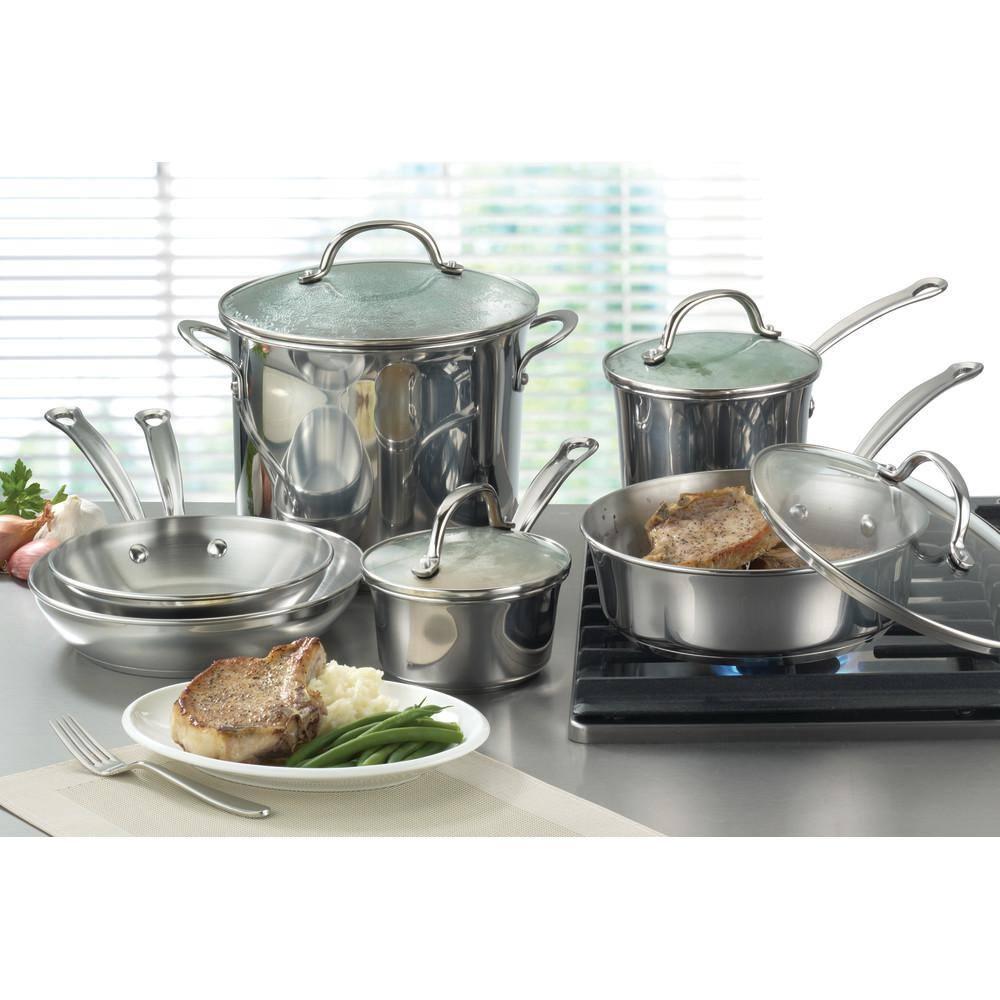 Farberware Farberware Millennium Stainless Steel Cookware Pots and Pans Set, 10 Piece, Silver