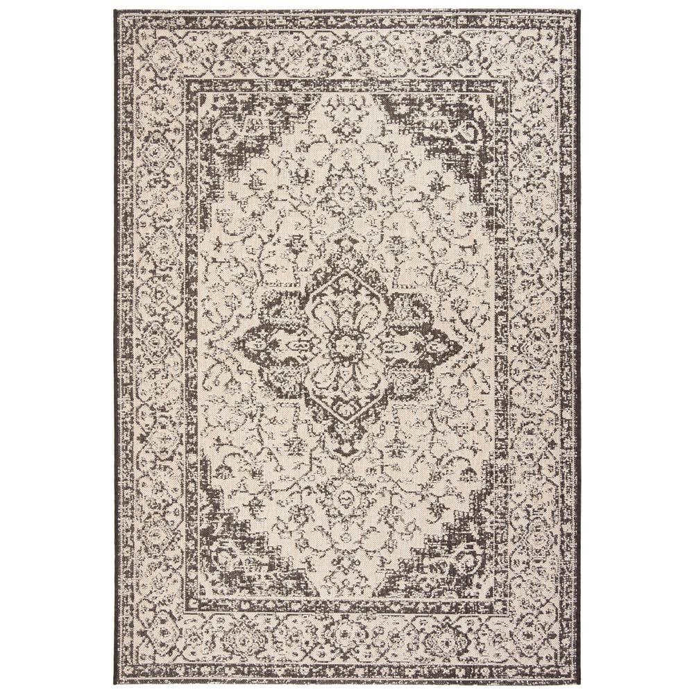 Safavieh Beach House Mai Traditional Outdoor Area Rug, Cream/Brown, 5'3" x 7'6"