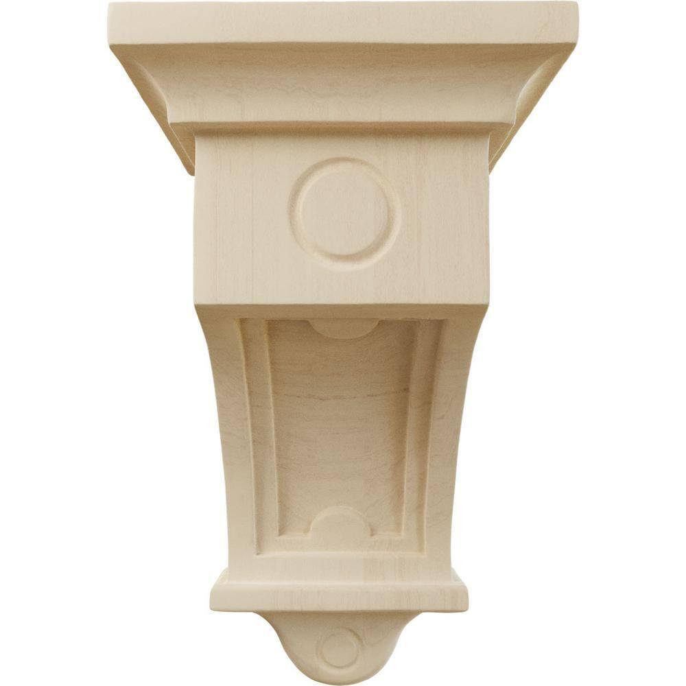Ekena Millwork 5"W x 5"D x 9"H Arts and Crafts Corbel, Rubberwood