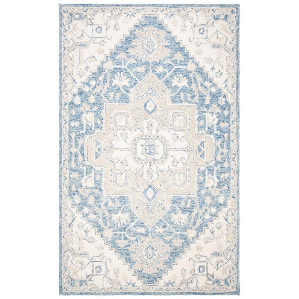 Micro-Loop MLP503 Hand Tufted Area Rug - Blue/Ivory - 5'x8' - Safavieh.