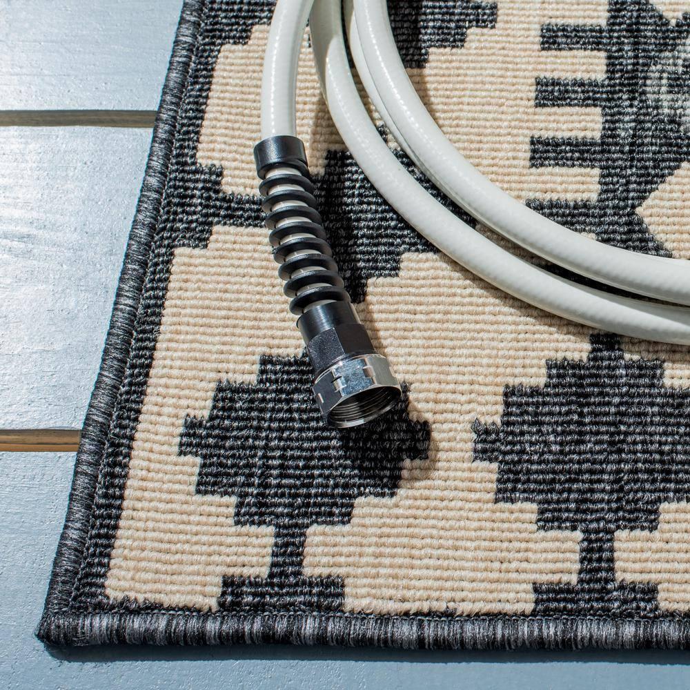 Veranda VER099 Power Loomed Indoor/Outdoor Area Rug - Ivory/Grey - 3'x3' - Safavieh.