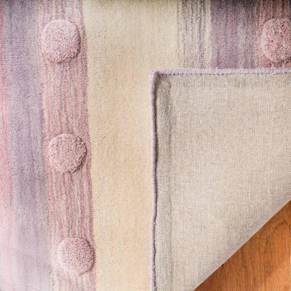 Safavieh Kids 5' Round Hand Loomed Wool Rug in Light Purple and Ivory