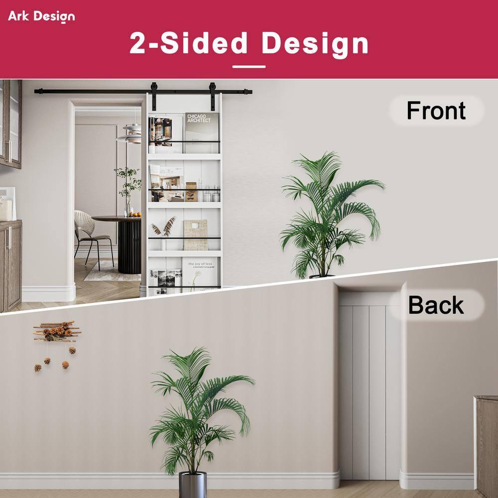 ARK DESIGN 84"H Wood and Primed Bookshelf Style Barn Door with Mounting Hardware Kit