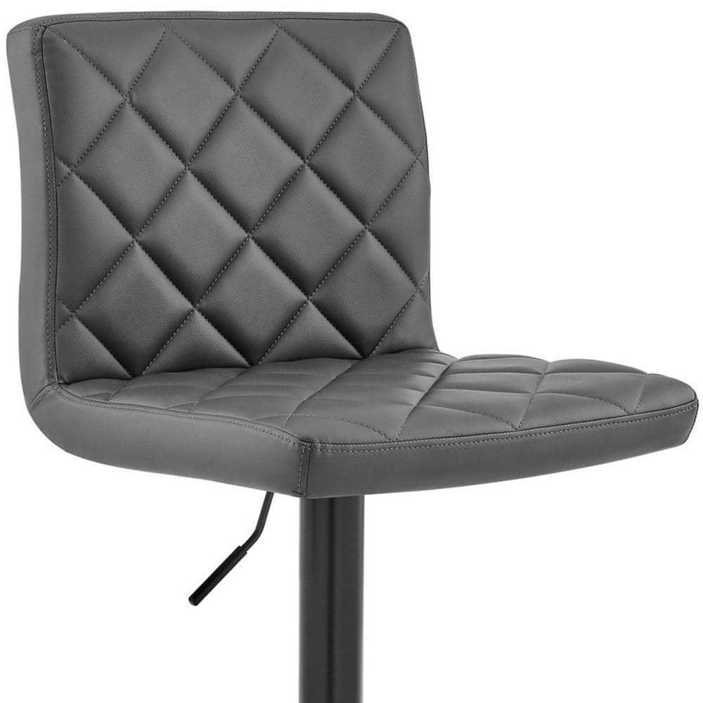 Duval 21'' Adjustable Height Gray Faux Leather Swivel Bar Stool