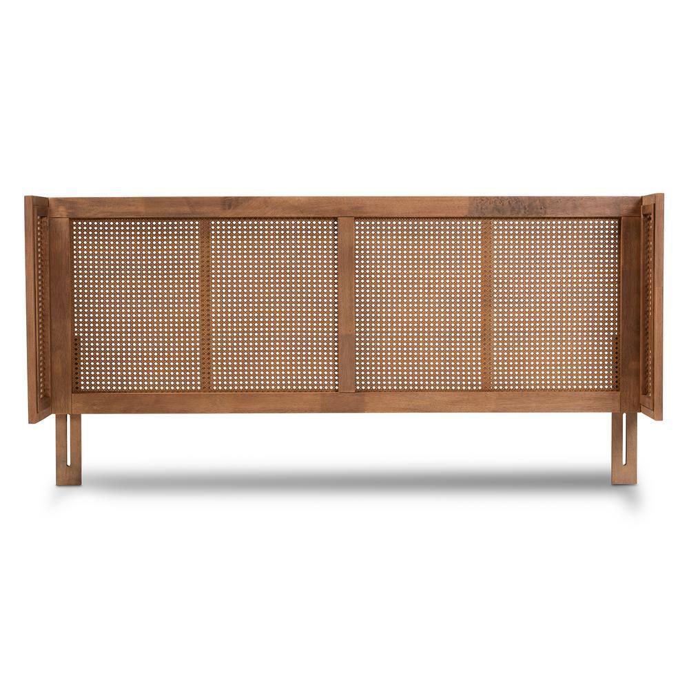 Baxton Studio King Rina Wood Wrap Around Headboard Ash Walnut: Rubberwood Frame, Non-Upholstered