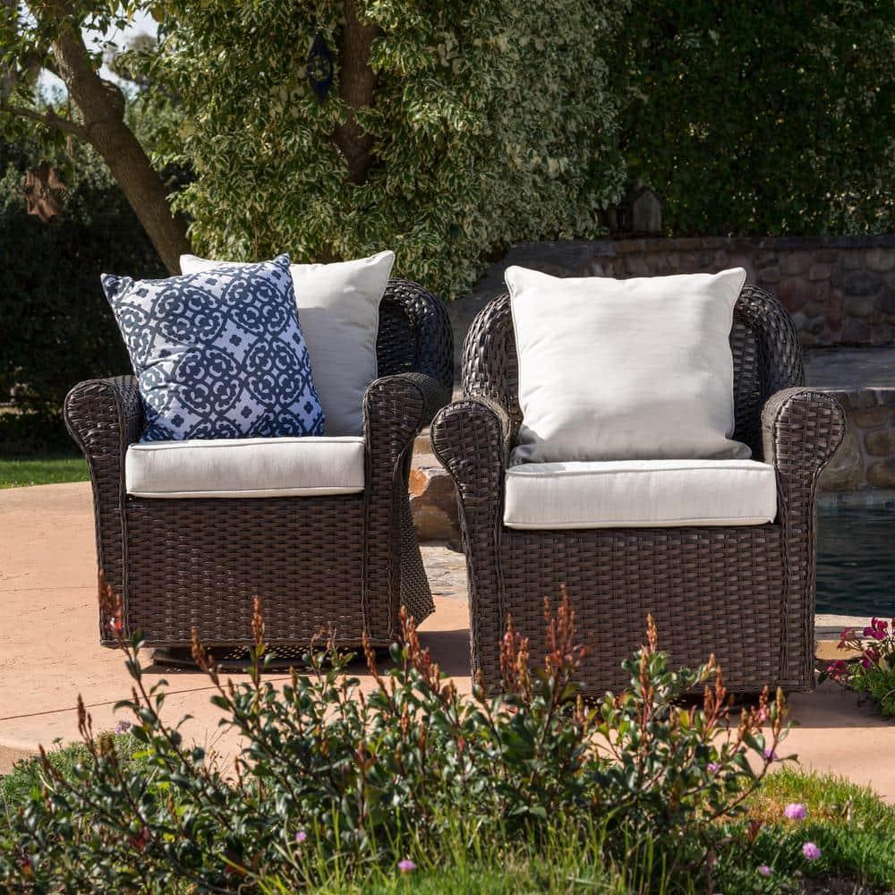 Amaya Set of 2 Wicker Swivel Rocking Chair: Patio Furniture, UV & Weather-Resistant - Christopher Knight Home