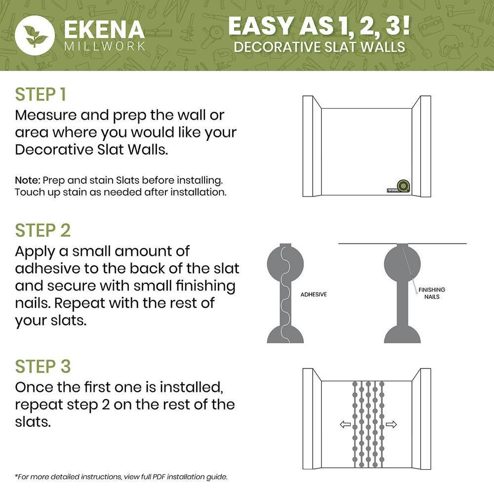 Ekena Millwork Wabash Adjustable Wood Decorative Slat Wall Panel Kit