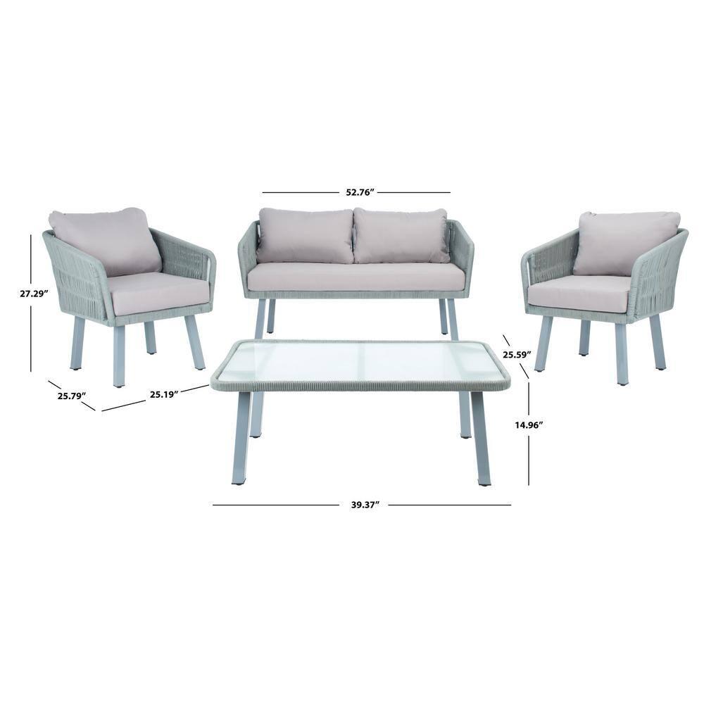 Kerson 4 Piece Rope Living Set - Indoor/Outdoor - PAT7519 - Grey/Grey - Safavieh