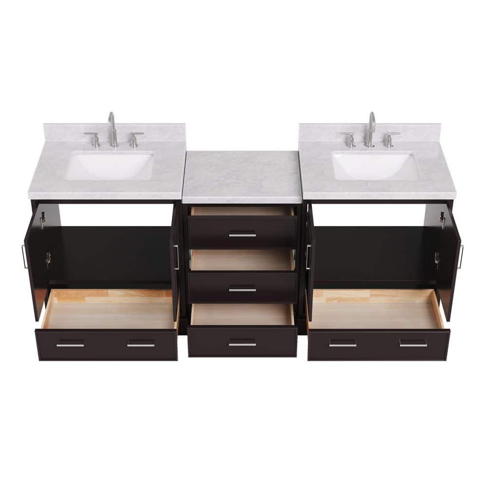 Ariel Stafford 85 in Double Sink Vanity Set in Espresso