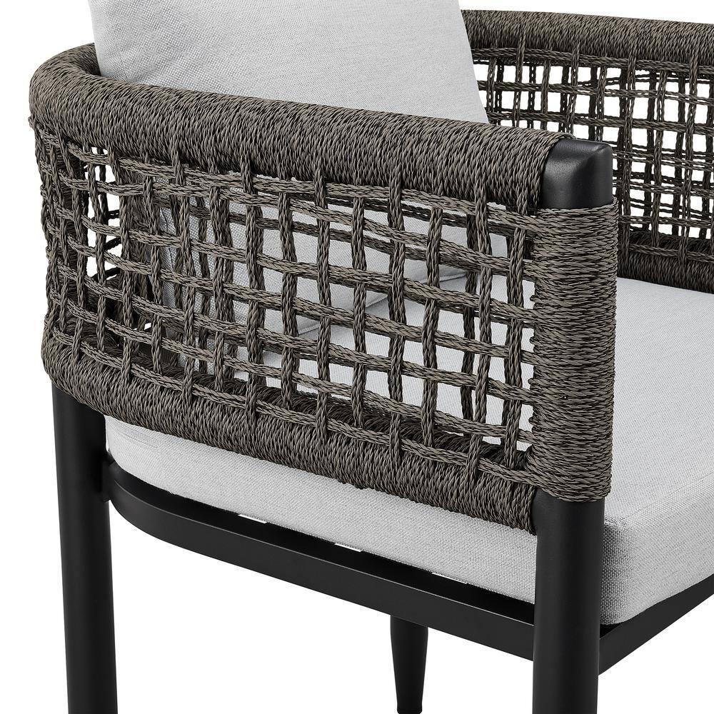 Felicia Outdoor Patio 7-Piece Dining Table Set in Aluminum with Grey Rope and Cushions