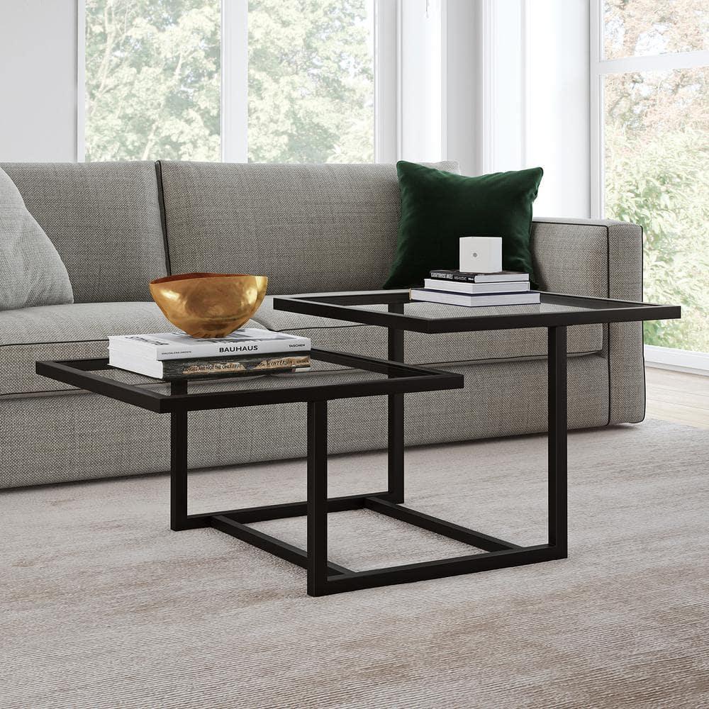 Evelyn&Zoe Amalie 43" Wide Square Coffee Table, Blackened Bronze