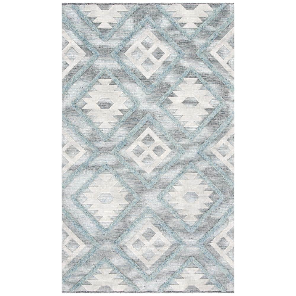 Vermont VRM603 Hand Loomed Area Rug - Blue/Ivory - 5'x8' - Safavieh.