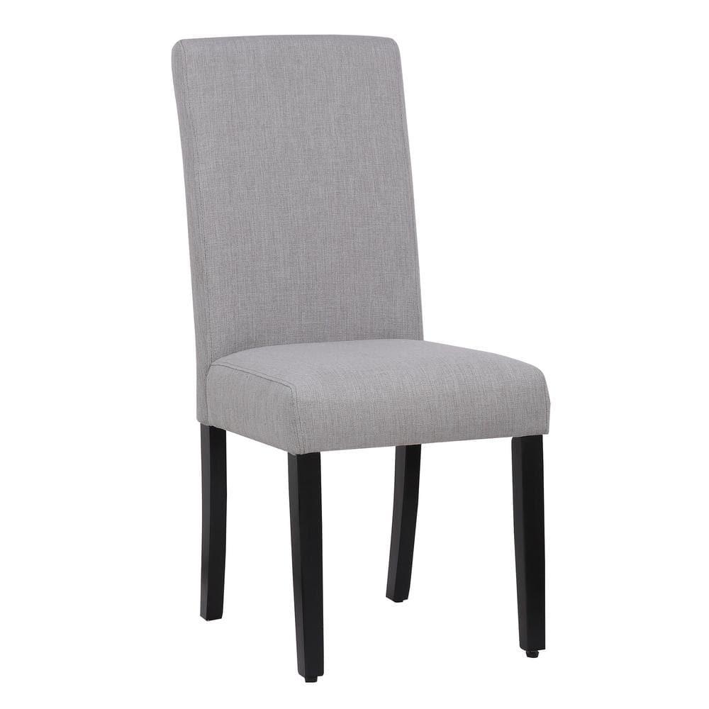 High Gray Upholstered Parsons Side Chair with Linen and Wood