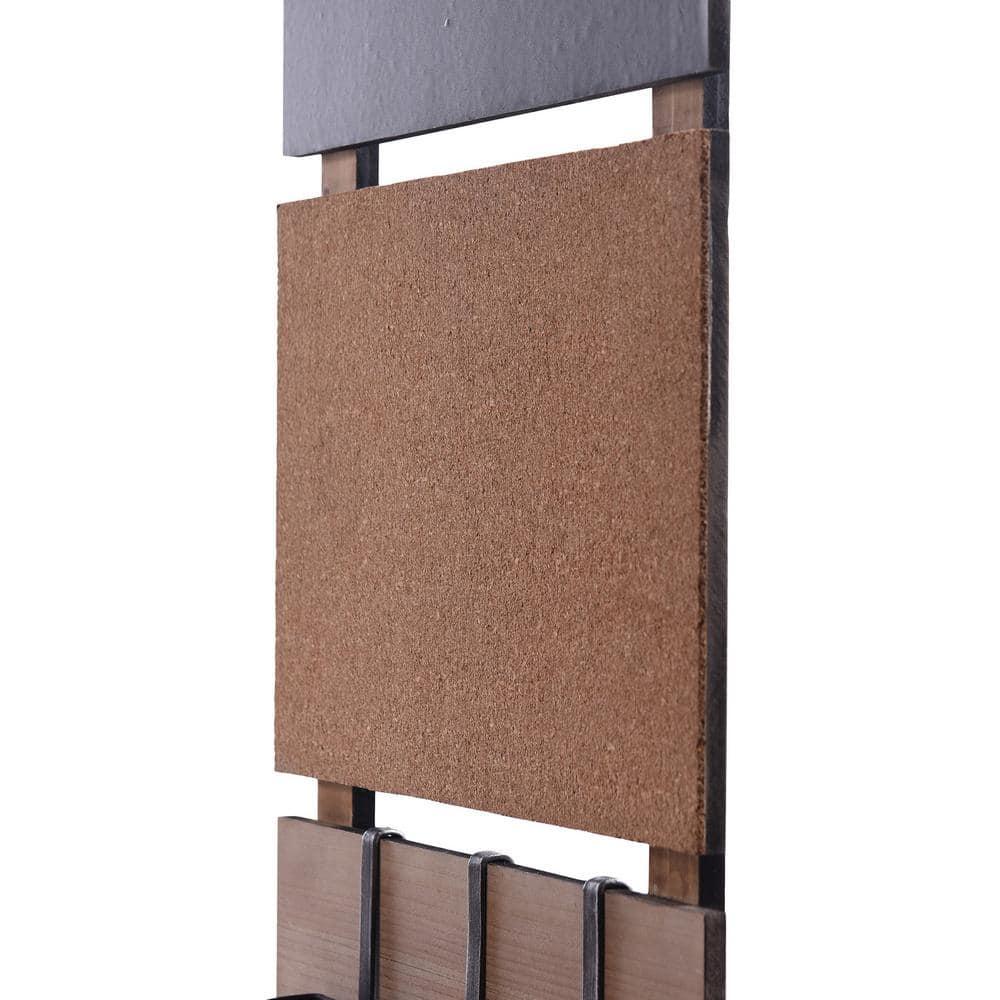 Multi-Functional Wall Memo Board - Chalkboard And Corkboard With Hanging Storage Capabilities - Natural, Black Finish