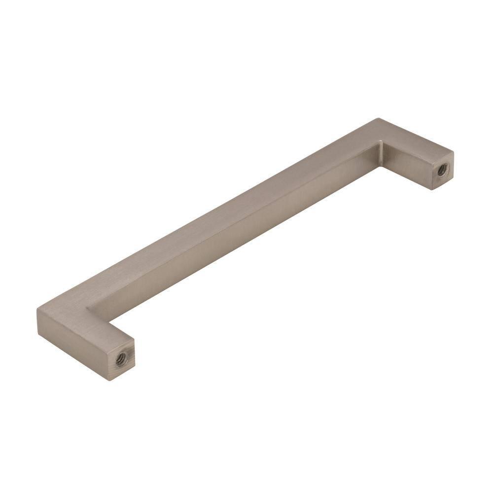 Sleek Satin Nickel Modern Bar Cabinet Pull with Mounting Hardware