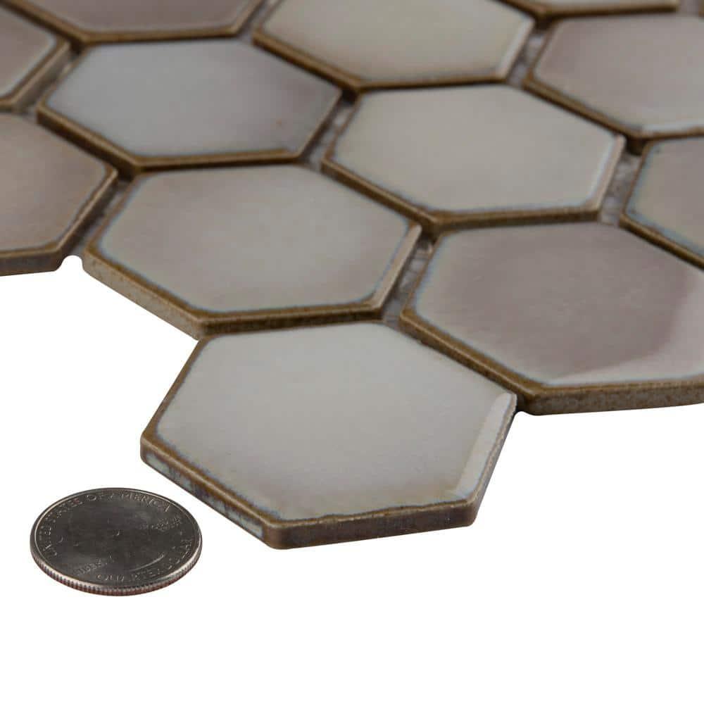 Merola Tile Hudson Due 2" Hex 10-7/8 " x 12-5/8 " Porcelain Mosaic Floor and Wall Tile