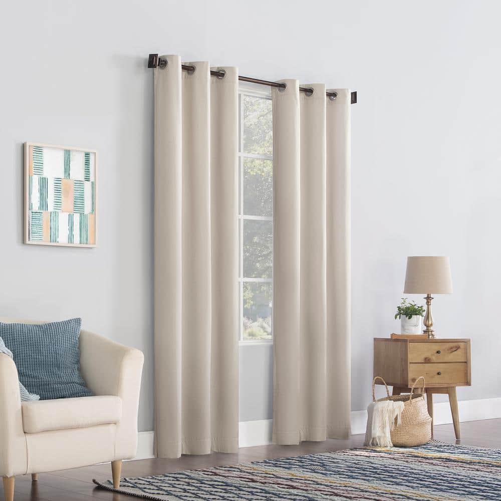 84"x40" Lindstrom Textured Draft Shield Fleece Insulated Energy Saving Grommet Top Room Darkening Curtain Panel Beige - No. 918