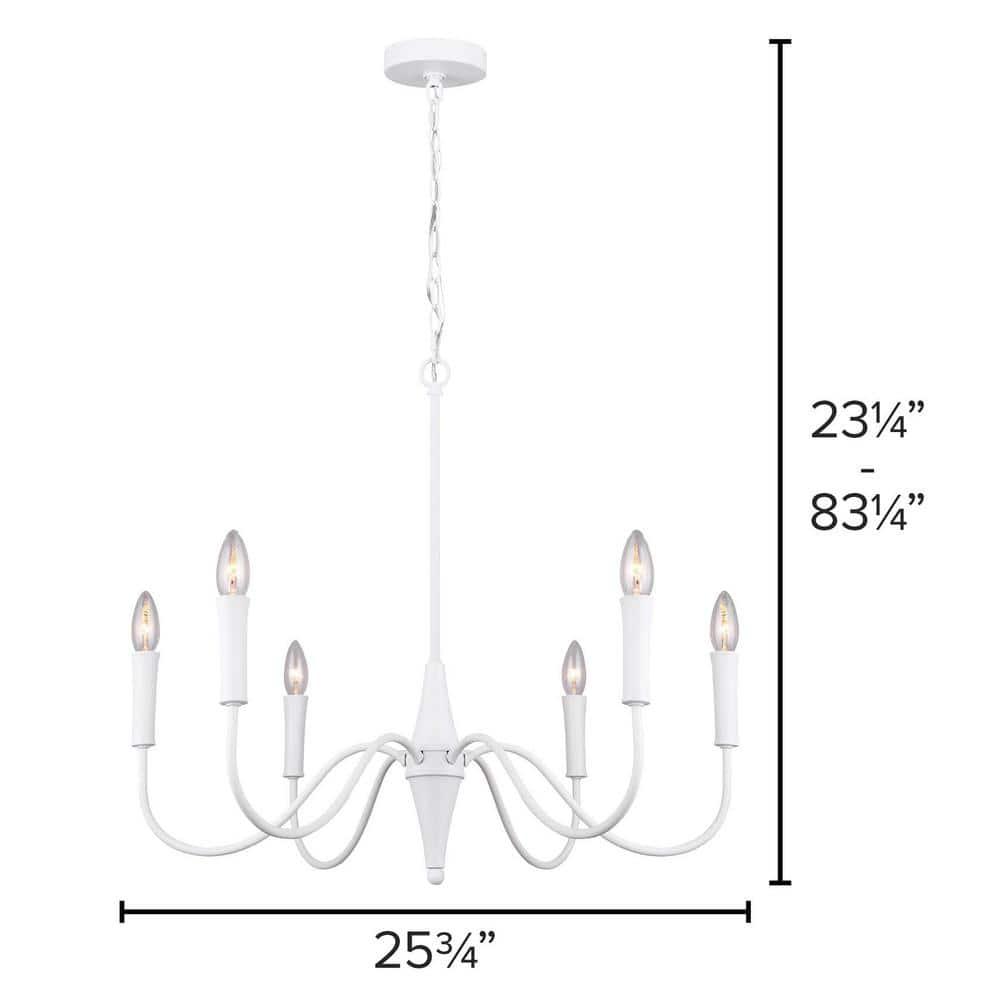 Canarm  6 Light Chandelier matte white with optional gold sleeves