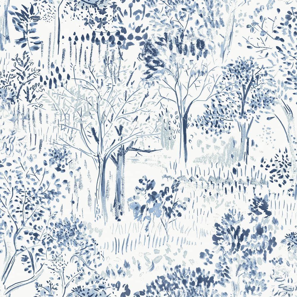 Chesapeake Walden Navy Forest Wallpaper, 20.5-in by 33-ft, 56.38 sq. ft.