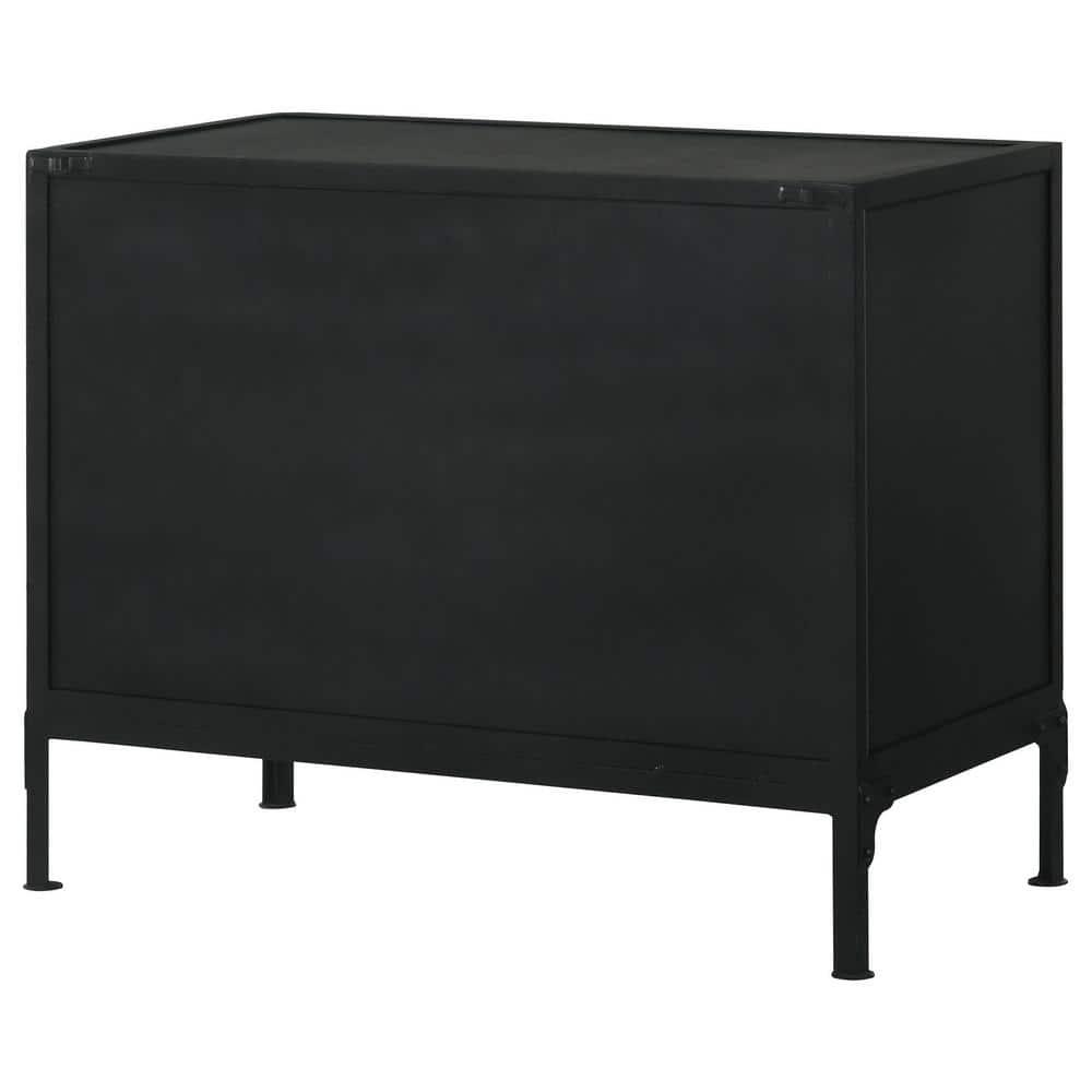 Coaster Sadler 2-drawer Metal Accent Cabinet with Glass Doors Black